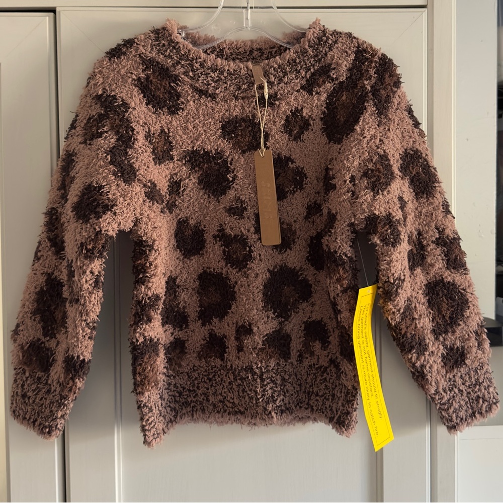 Skims Cozy Fairisle Kids Pullover in Sienna Leopard Print Size 2T/3T